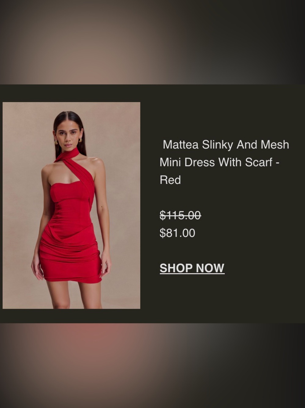 LAST CHANCE! NWOT Meshki Mattea Red Mini Dress with Scarf Tie, XXS